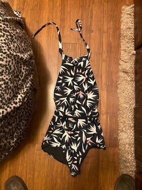 Seea Black Halter Swimwear with White Logo Detail